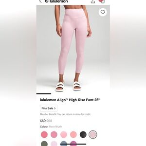 Lululemon Align size 8